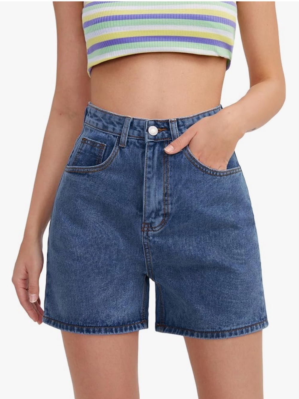Women’s High-Waist Blue Denim Shorts